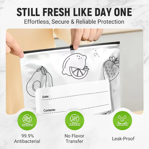🔥Buy 1 Get 2 Free （30PCS） 🔥Freezer Refrigerator Stand-Up Aluminum Foil Cling Bag Slide Zipper Storage Aluminum Foil Bag