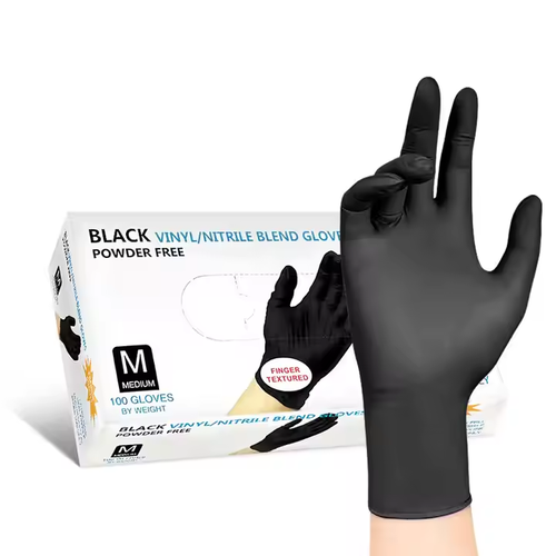 100pcs Black Nitrile Gloves Kitchen Disposable Synthetic Latex Gloves For Household Kitchen Cleaning Gloves Powder free（XL）