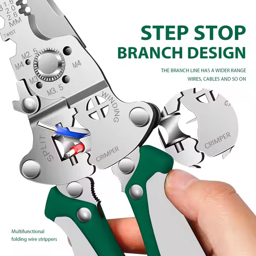 Popular Multi-Functional Electrician Folding Pliers New Metric Wire Stripper Crimping Tools Serrated Cutting Cable OEM