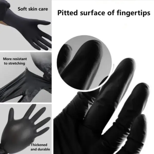 100pcs Black Nitrile Gloves Kitchen Disposable Synthetic Latex Gloves For Household Kitchen Cleaning Gloves Powder free（XL）