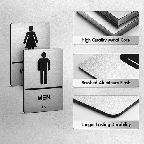 Stock Foreign Trade English Braille Signage MEN WOMEN Restroom Touch Signage for Office Mall