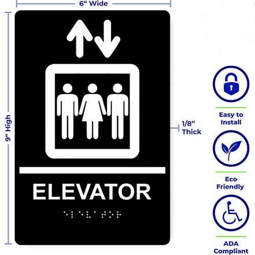 Elevator Braille Sign, ADA-Compliant Braille and Raised Letters Braille Raised Signage for Elevator & Stairway