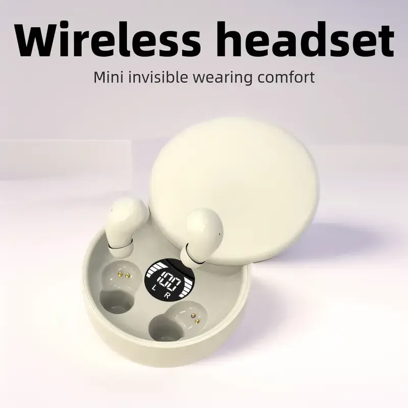 Invisible Sleep Earbuds for Side Sleepers, Mini Bluetooth Headset with Charging Case, 24H Playtime, Clear Calls, Noise Block, Wireless Audio for Android & iOS