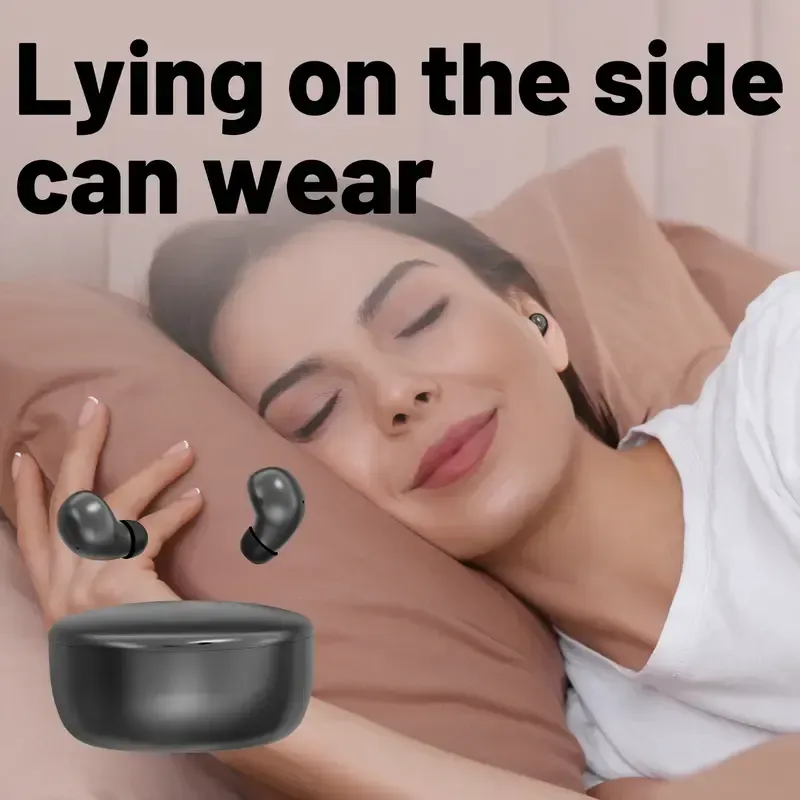 Invisible Sleep Earbuds for Side Sleepers, Mini Bluetooth Headset with Charging Case, 24H Playtime, Clear Calls, Noise Block, Wireless Audio for Android & iOS