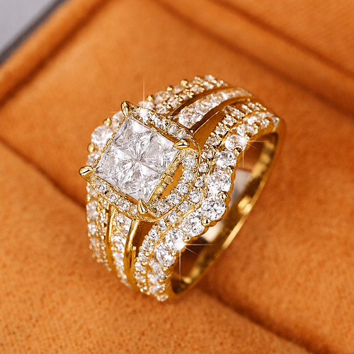 Empress Halo Crown Luxury Statement Ring Set for Women