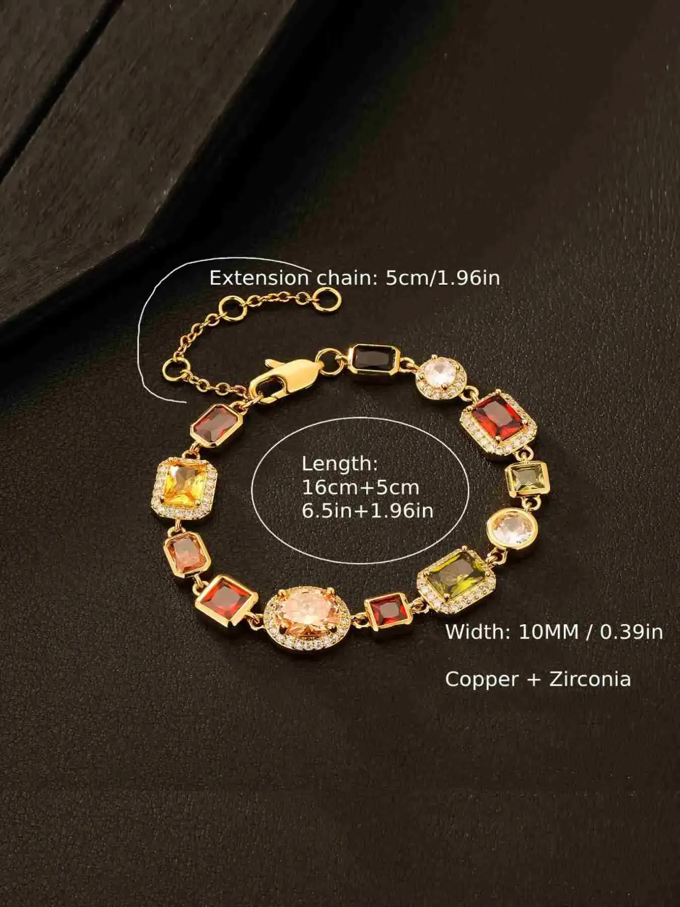 Multicolor Rainbow Gemstone Chain Bracelet, 2 Colors Available, Sparkling Stackable Jewelry
