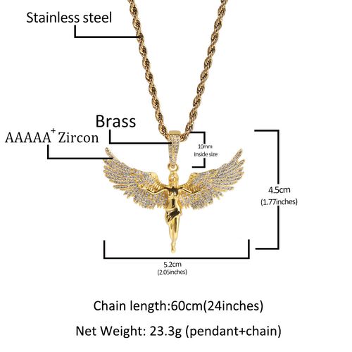 Complete Your Look: Iced Out Angel Wing Pendant + FREE Matching Necklace!