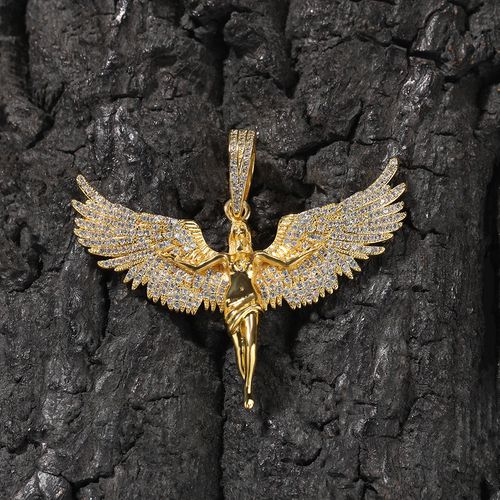 Complete Your Look: Iced Out Angel Wing Pendant + FREE Matching Necklace!