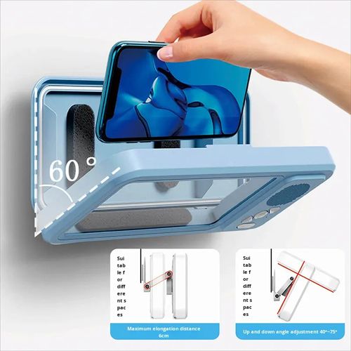 Waterproof Shower Phone Case with Bluetooth Speaker - Touch Screen Wall Mount Holder for Bathroom & Kitchen