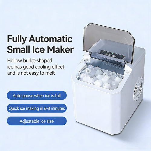 Small Household Ice Maker, Mini Portable, Full-Automatic Intelligent Bullet Ice Maker Máy làm đá mini gia dụng, nhỏ gọn, tự động đầy đủ thông minh, làm đá viên đạn Mesin es mini rumah tangga, portabel, otomatis penuh cerdas, pembuat es peluru