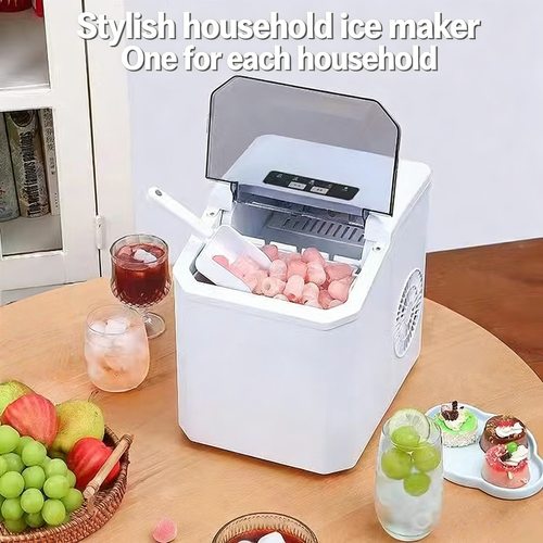 Small Household Ice Maker, Mini Portable, Full-Automatic Intelligent Bullet Ice Maker Máy làm đá mini gia dụng, nhỏ gọn, tự động đầy đủ thông minh, làm đá viên đạn Mesin es mini rumah tangga, portabel, otomatis penuh cerdas, pembuat es peluru