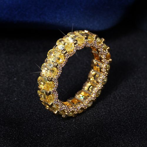 Iced Out Eternity Ring - Luxury Sparkling Crystal Band - Gold Plated - Sizes 7 8 9 10 11 - Jewelry for Women & Men - Accra Ghana Luxury Fashion
