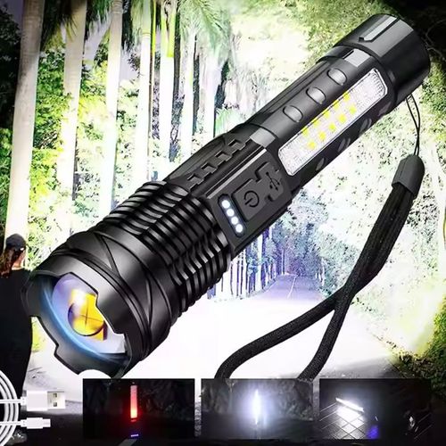 High - power flashlight, light - emitting diode (LED), zoom - focus, power display, handheld flashlight, for camping, rechargeable flashlight