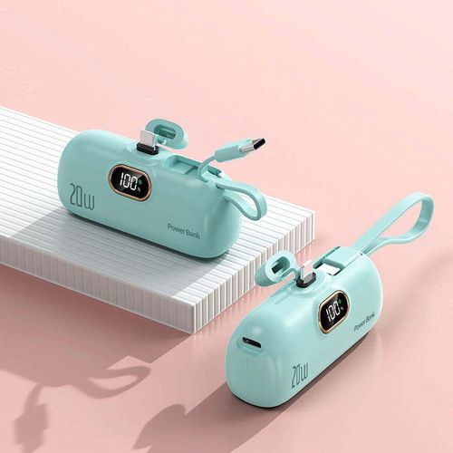 Best-Selling! Portable Mini Power Bank for Mobile Phones – Fast Charging, Supports Type-C and Lightning Ports, 5000mAh Capacity, Random Delivery in Black, White, Pink or Cyan