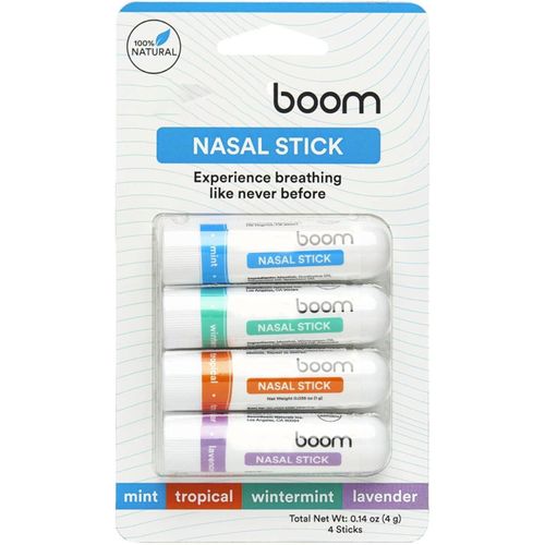 Bestselling Boom Aromatherapy Nasal Inhaler – Refreshing & Invigorating, Pure Natural Herbal Essence, Non-Irritating, 4 Scents Mixed Pack