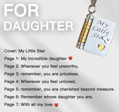 Hot Sale Creative Book-shaped Necklace for Women - Titanium Steel with Gold Plating, Exquisite Workmanship, Including Heartwarming & Inspiring Words for My Daughter