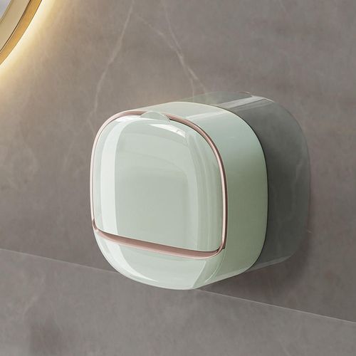 Modern exquisite best-selling wall-mounted soap rack luxury foldable soap storage box with drainage design and adhesive buckle. Buy one get one free, two pieces in total. (Colors are randomly matched)