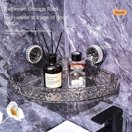 Modern Plastic New Suction Cup Triangle Storage Rack Punch-Free Wall-Mounted Bathroom Toilet Washstand Corner Storage Rack
