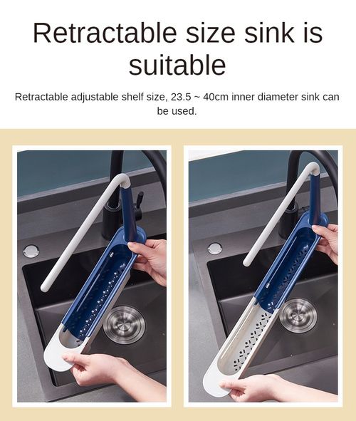 Multi-Function Telescopic Drain Rack for Kitchen Sink Pull-Out Household Dishwashing Rag Storage Shelf Home Organization Storage