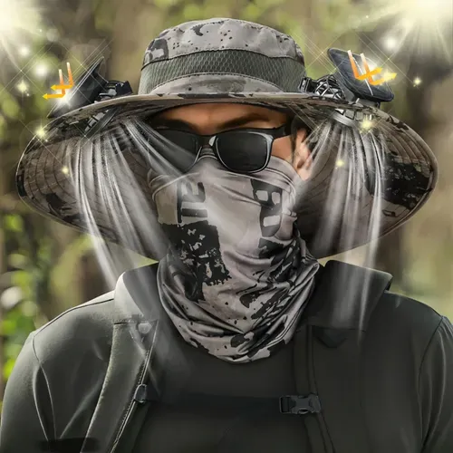 Hot Selling Summer Outdoor Wide Brim Solar Fan Sun Hat for Men and Women - Hiking Sun Protection with USB Charging and Dual Solar Cooling Fan