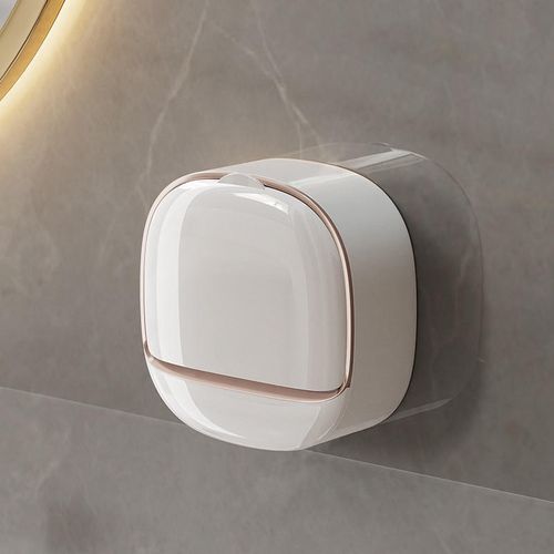 Modern exquisite best-selling wall-mounted soap rack luxury foldable soap storage box with drainage design and adhesive buckle. Buy one get one free, two pieces in total. (Colors are randomly matched)