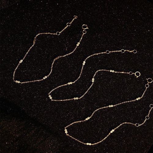 Fashion 18k Gold Plated 925 Sterling Silver Small Zircon Charms Chain Bracelet for Girls