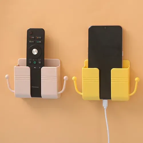 Hot selling bedside rack wall mounted storage box mobile phone holder sticky mobile phone charging holder remote control storage box