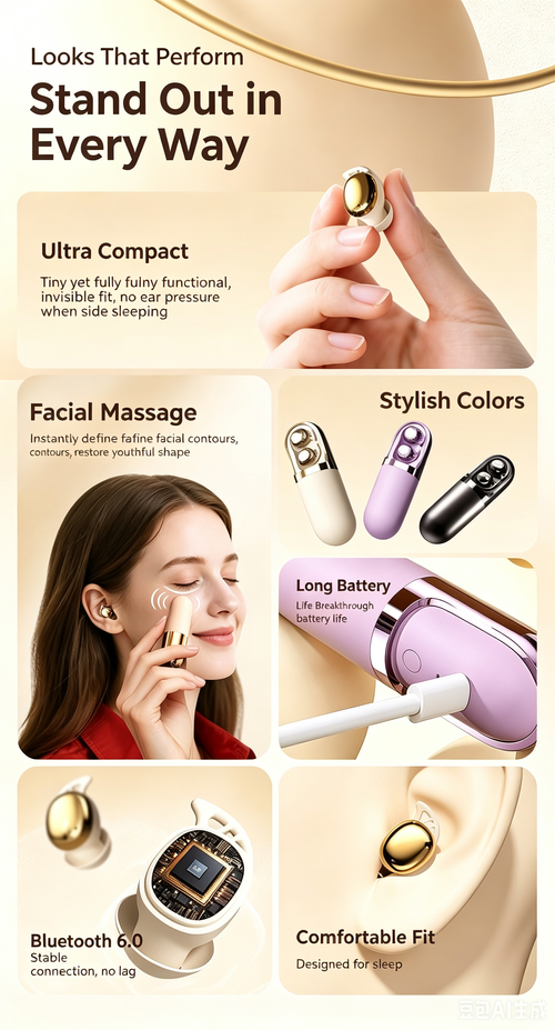 S13 Vibration Massager Wireless In-ear Bluetooth Earbuds, Mini Invisible Headphones, Stress Relief Gadget for Women