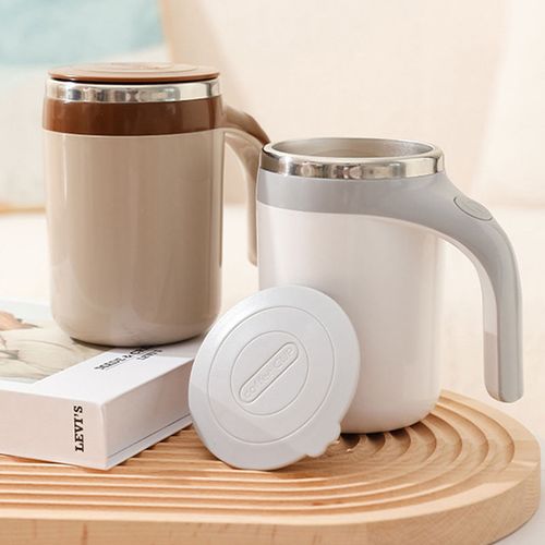 Caneca Elétrica Misturadora de Café | Aço Inoxidável com Tampa e Alça | Portátil para Escritório ou Casa