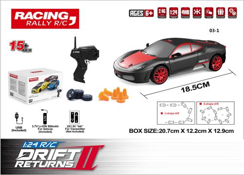 1:24, tração às quatro rodas, brinquedo com controlo remoto por rádio