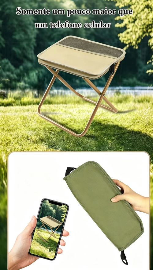 Cadeira Dobrável Portátil para Adultos, Cadeira de Bolso com Alça de Ombro