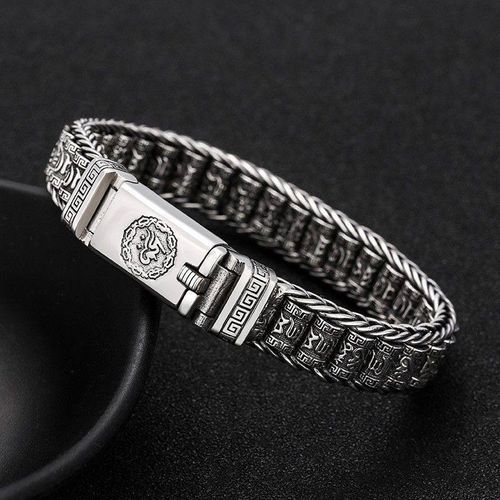 Pulseira masculina vintage em prata