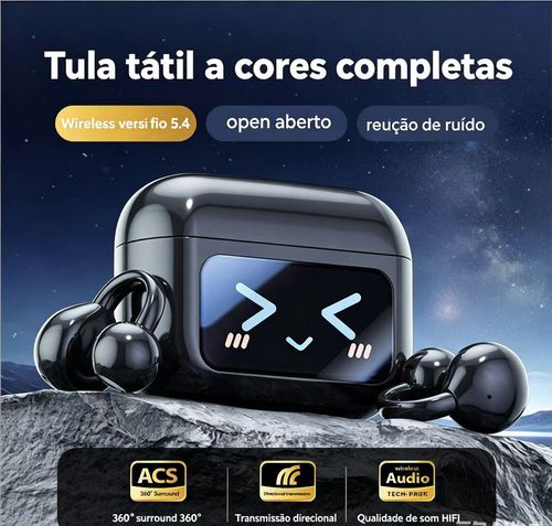 Auscultadores Bluetooth com clipe e ecrã digital