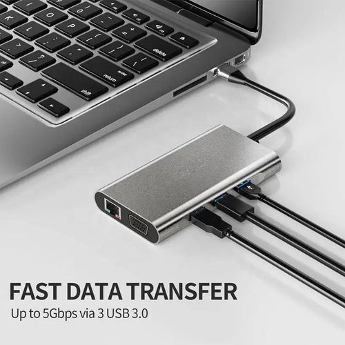 Adaptador USB-C multifuncional de 10 em 1 com várias portas