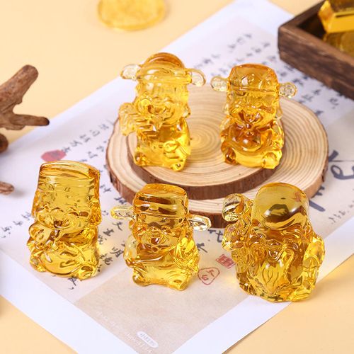Fengshui chinês Cinco Fortunas Deus da Riqueza Cristal Escultura Home Decor Bênção Ornamentos Artesanato De Cristal