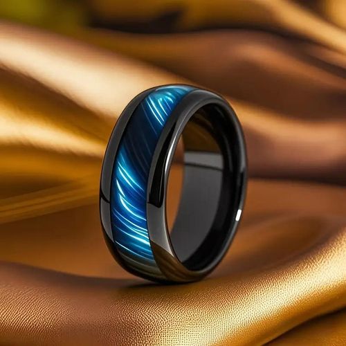 Aço inoxidável com incrustações de olho-de-tigre azul