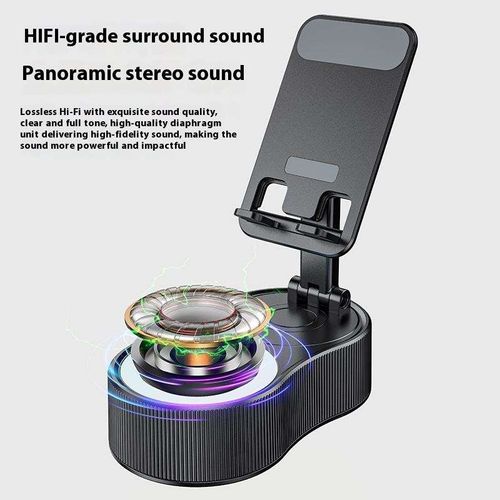 Suporte para telemóvel dobrável com rotação de 360 graus e altifalante Bluetooth