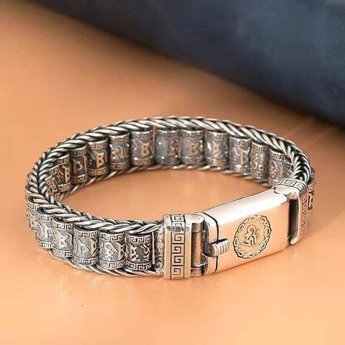 Pulseira masculina vintage em prata