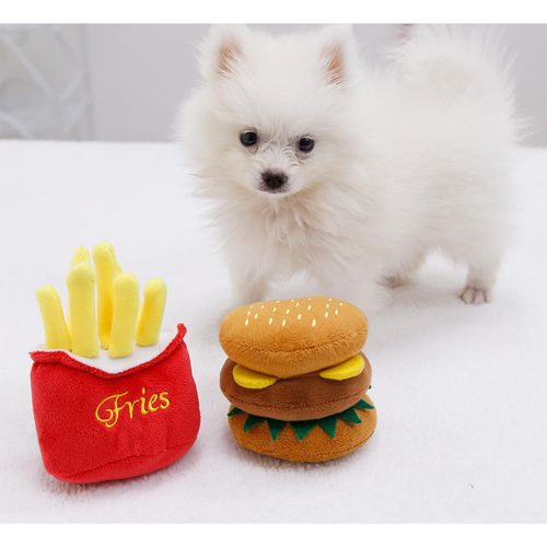 Cute cartoon French fries hamburger pet supplies toys
