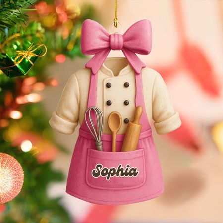 Julklapp till bagare Förkläde Personligt namn Julgransprydnad