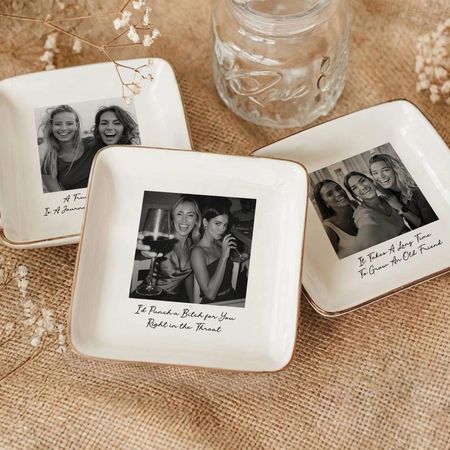 Custom Bestie Photo Trinket Tray For Best Friend Friendship Thank You Gifts - Personalized Jewelry Dish