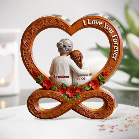 Personalized Grandma & Granddaughter Acrylic Plaque | I Love You Forever Infinity Heart Family Keepsake