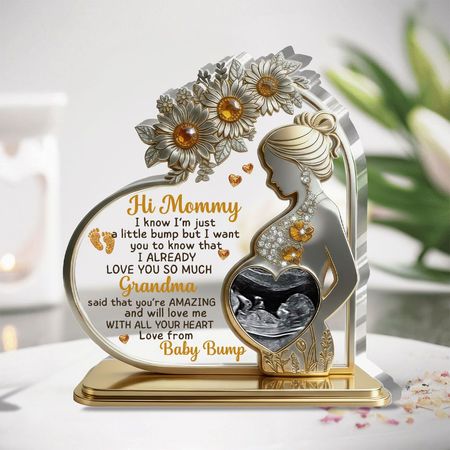 Personalized Hi Mommy Pregnancy Acrylic Plaque | Custom Ultrasound Photo & Name Keepsake