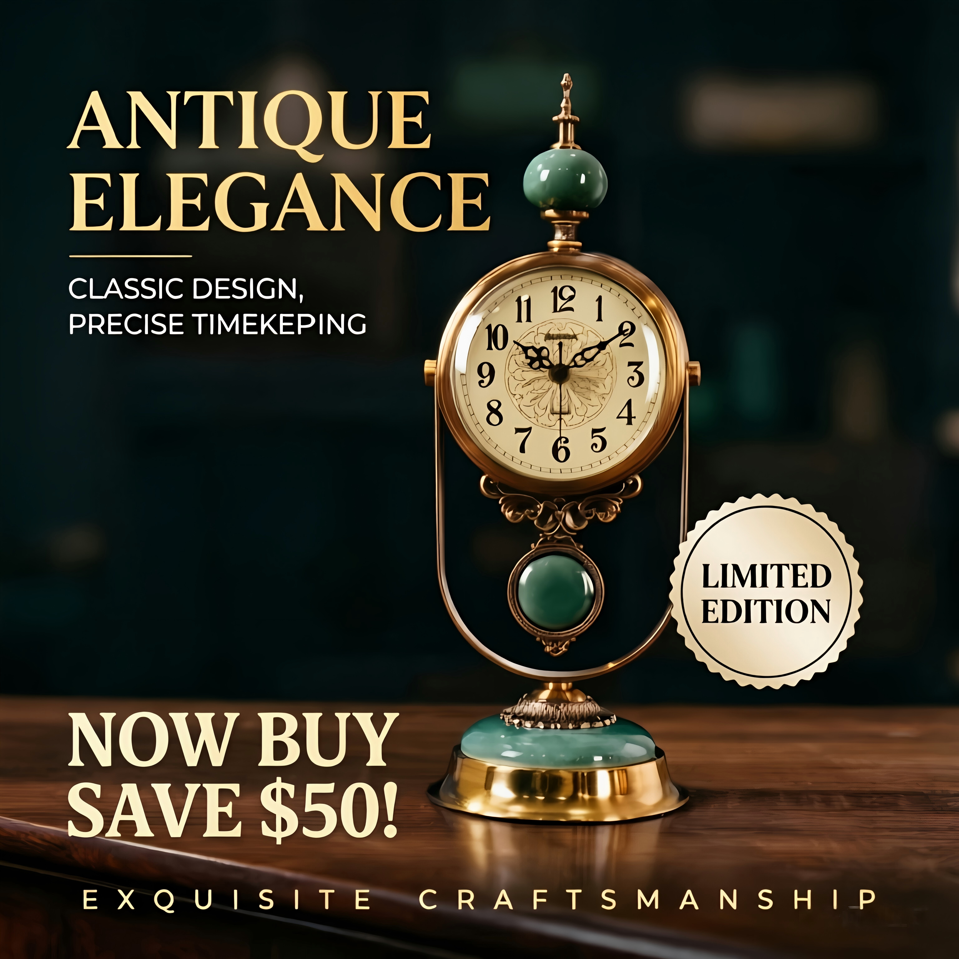 Swiss table clock living room home vintage table clock