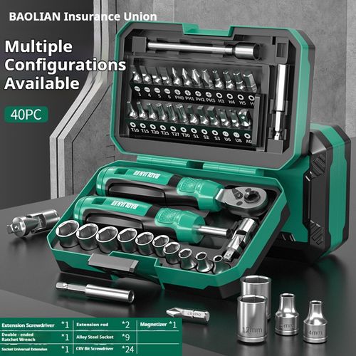 💥Promotion Price:Last Day💥🔩🔨 HOT-SALE Ratchet, wrench, screwdriver 40 pieces set🔥🔩🔨