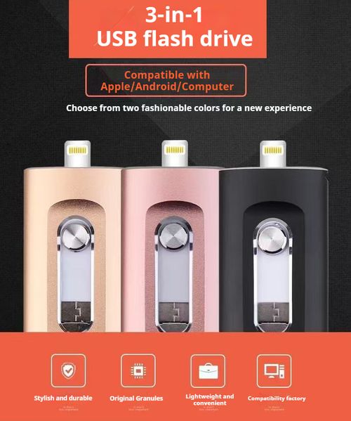🔥128GB 3 in 1 Flash Drive🔥 High Speed USB 3.0 Memory Storage  OTG Flash Pen Drive with Free Type-C  Adapter for Android Phones PC and More Devices