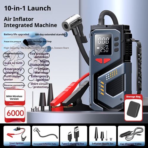 🔥5 in1 Portable Wireless  Car Jump Starter Car air compressor Lighting Tire Pressure Monitoring Emergency Charging🔥