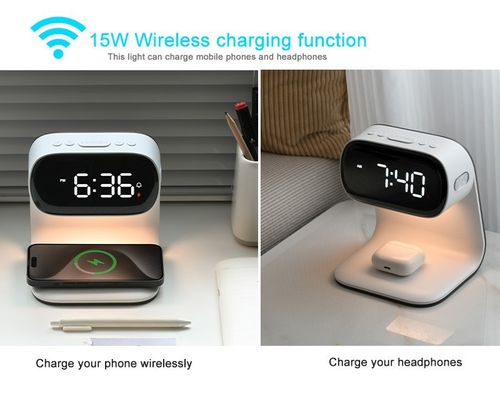 3-in-1 Digital Clock, Night Light, Alarm Clock, and Wireless Charger for Apple Watch, Phone, and Earbuds