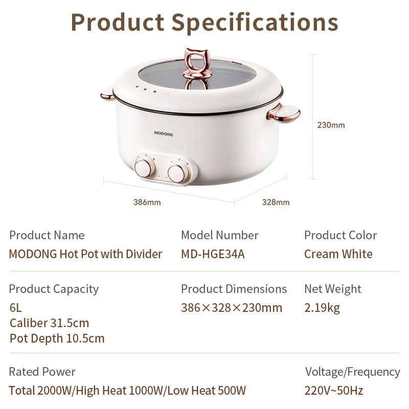6L Dual Sided Electric Hot Pot