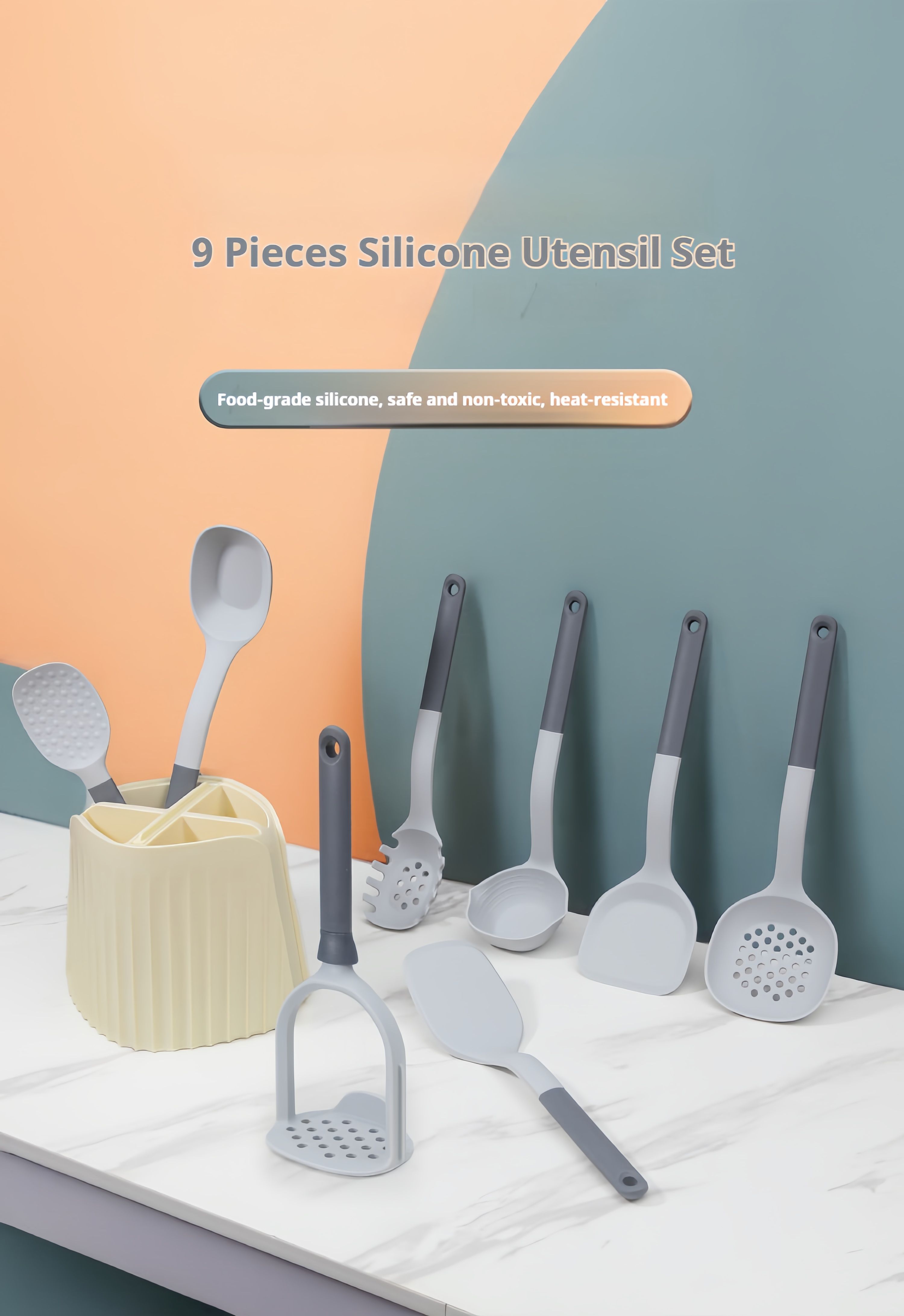 9 Pcs Silicone Cooking Utensils Set